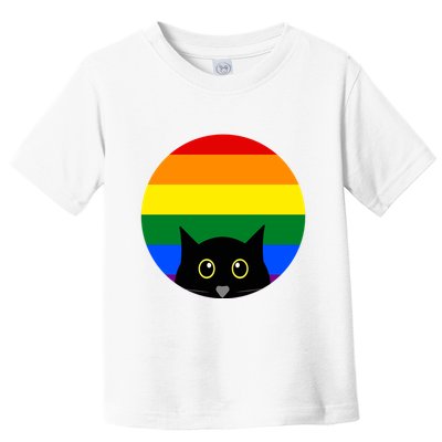 Peeking Cat Colorful Rainbow Toddler T-Shirt
