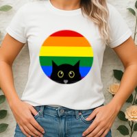 Peeking Cat Colorful Rainbow Womens T-Shirt