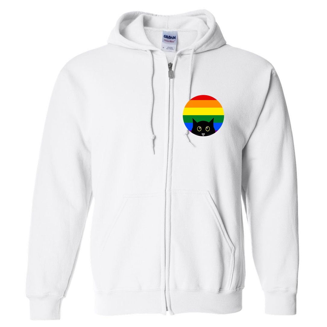 Peeking Cat Colorful Rainbow Full Zip Hoodie