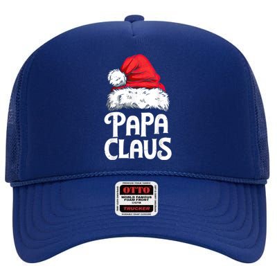 Papa Claus Christmas Dad Santa Family Matching Pajamas Xmas High Crown Mesh Back Trucker Hat