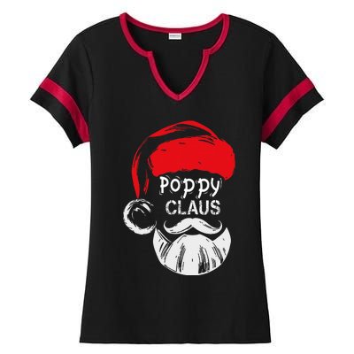 Poppy Claus  Christmas Grandpa Gift Ladies Halftime Notch Neck Tee