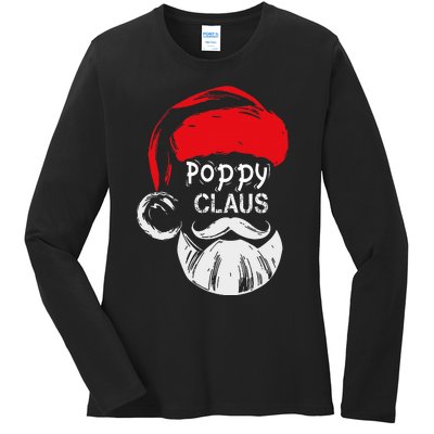 Poppy Claus  Christmas Grandpa Gift Ladies Long Sleeve Shirt