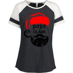 Pops Claus Christmas Grandpa Santa Claus Christmas Cool Gift Enza Ladies Jersey Colorblock Tee