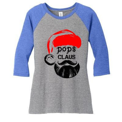 Pops Claus Christmas Grandpa Santa Claus Christmas Cool Gift Women's Tri-Blend 3/4-Sleeve Raglan Shirt