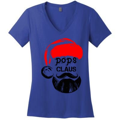 Pops Claus Christmas Grandpa Santa Claus Christmas Cool Gift Women's V-Neck T-Shirt