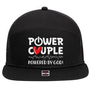 Power Couple Christian Couples Matching Valentines Day 7 Panel Mesh Trucker Snapback Hat