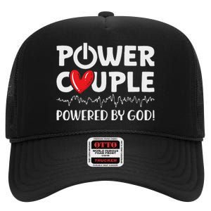 Power Couple Christian Couples Matching Valentines Day High Crown Mesh Back Trucker Hat