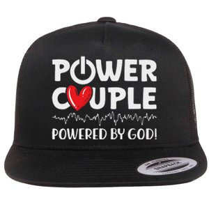 Power Couple Christian Couples Matching Valentines Day Flat Bill Trucker Hat