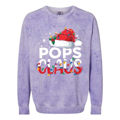 Pops Claus Christmas Santa Hat Matching Family Xmas Lights Funny Gift Colorblast Crewneck Sweatshirt