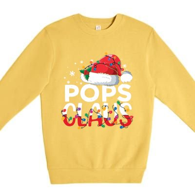 Pops Claus Christmas Santa Hat Matching Family Xmas Lights Funny Gift Premium Crewneck Sweatshirt