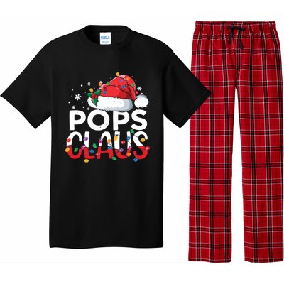 Pops Claus Christmas Santa Hat Matching Family Xmas Lights Funny Gift Pajama Set