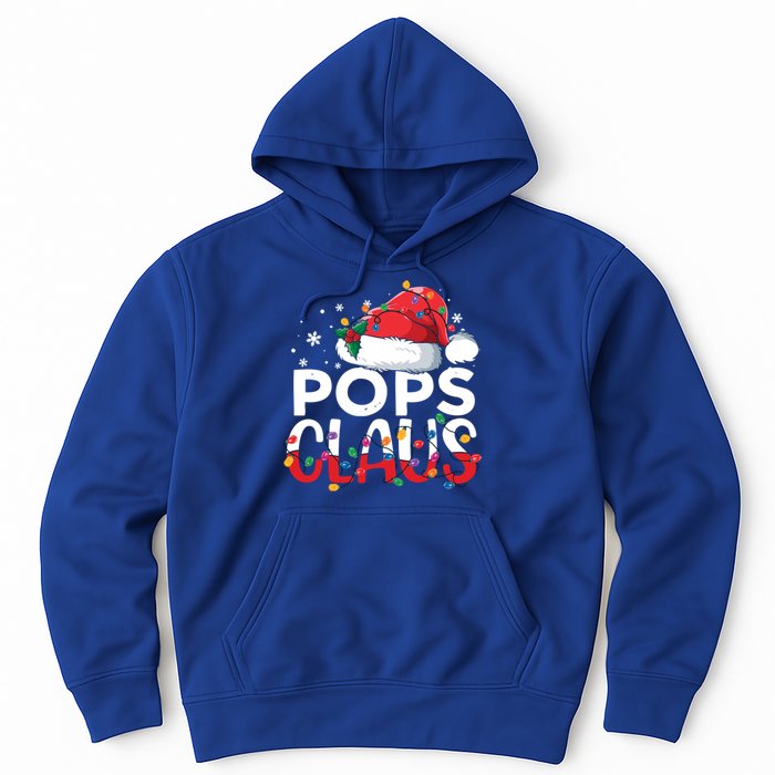 Pops Claus Christmas Santa Hat Matching Family Xmas Lights Funny Gift Hoodie