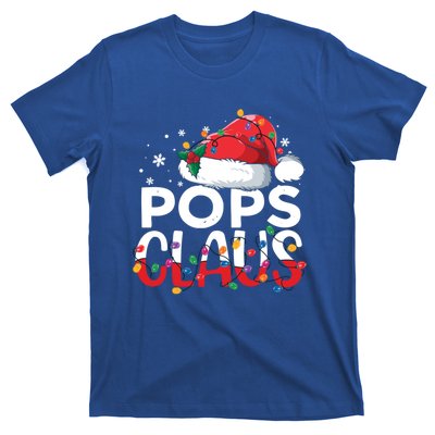 Pops Claus Christmas Santa Hat Matching Family Xmas Lights Funny Gift T-Shirt