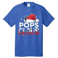 Pops Claus Christmas Santa Hat Matching Family Xmas Lights Funny Gift Tall T-Shirt