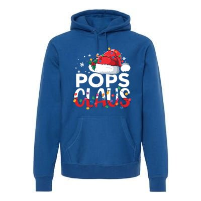 Pops Claus Christmas Santa Hat Matching Family Xmas Lights Funny Gift Premium Hoodie