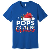 Pops Claus Christmas Santa Hat Matching Family Xmas Lights Funny Gift Premium T-Shirt