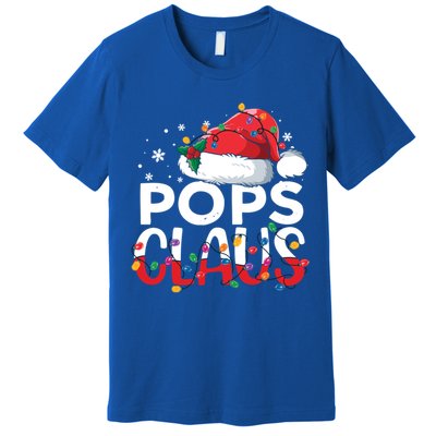 Pops Claus Christmas Santa Hat Matching Family Xmas Lights Funny Gift Premium T-Shirt