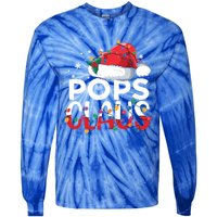 Pops Claus Christmas Santa Hat Matching Family Xmas Lights Funny Gift Tie-Dye Long Sleeve Shirt