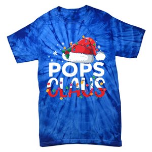 Pops Claus Christmas Santa Hat Matching Family Xmas Lights Funny Gift Tie-Dye T-Shirt