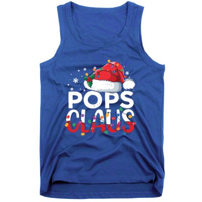 Pops Claus Christmas Santa Hat Matching Family Xmas Lights Funny Gift Tank Top