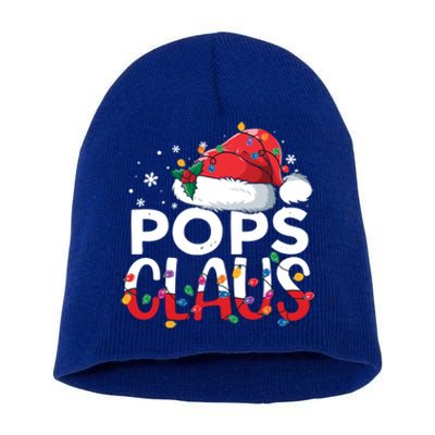 Pops Claus Christmas Santa Hat Matching Family Xmas Lights Funny Gift Short Acrylic Beanie