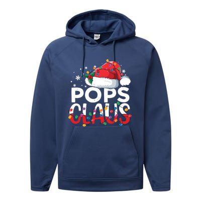 Pops Claus Christmas Santa Hat Matching Family Xmas Lights Funny Gift Performance Fleece Hoodie