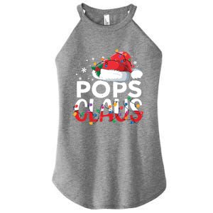 Pops Claus Christmas Santa Hat Matching Family Xmas Lights Funny Gift Women’s Perfect Tri Rocker Tank