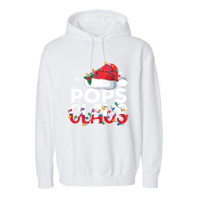 Pops Claus Christmas Santa Hat Matching Family Xmas Lights Funny Gift Garment-Dyed Fleece Hoodie