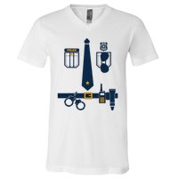 Police Costume Cop Uniform Officer Halloween V-Neck T-Shirt