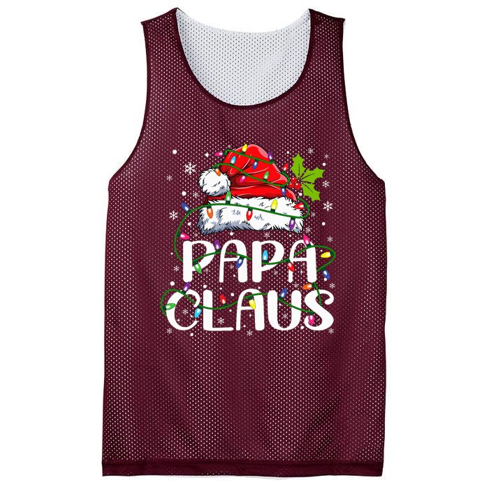 Papa Claus Christmas Lights Pajama Family Matching Mesh Reversible Basketball Jersey Tank