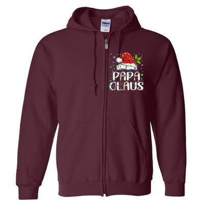 Papa Claus Christmas Lights Pajama Family Matching Full Zip Hoodie