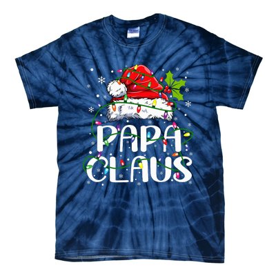 Papa Claus Christmas Lights Pajama Family Matching Tie-Dye T-Shirt