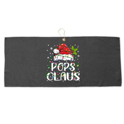 Pops Claus Christmas Santa Hat Matching Family Xmas Lights Gift Large Microfiber Waffle Golf Towel