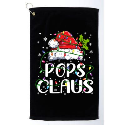 Pops Claus Christmas Santa Hat Matching Family Xmas Lights Gift Platinum Collection Golf Towel