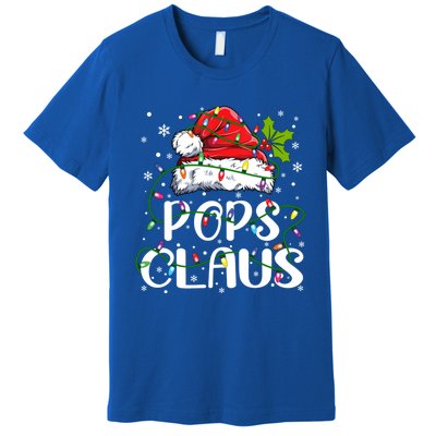 Pops Claus Christmas Santa Hat Matching Family Xmas Lights Gift Premium T-Shirt