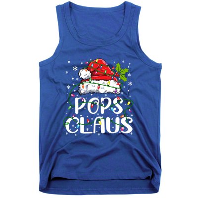 Pops Claus Christmas Santa Hat Matching Family Xmas Lights Gift Tank Top