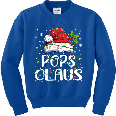 Pops Claus Christmas Santa Hat Matching Family Xmas Lights Gift Kids Sweatshirt