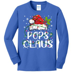 Pops Claus Christmas Santa Hat Matching Family Xmas Lights Gift Kids Long Sleeve Shirt