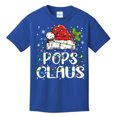 Pops Claus Christmas Santa Hat Matching Family Xmas Lights Gift Kids T-Shirt