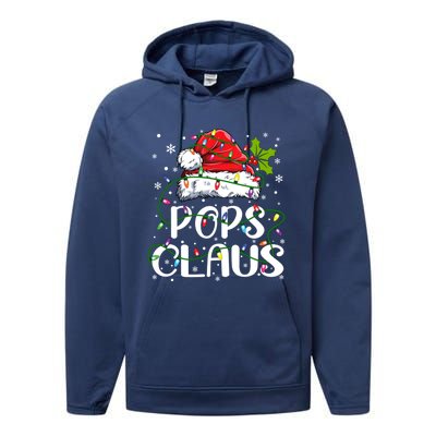 Pops Claus Christmas Santa Hat Matching Family Xmas Lights Gift Performance Fleece Hoodie