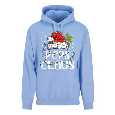 Pops Claus Christmas Santa Hat Matching Family Xmas Lights Gift Unisex Surf Hoodie