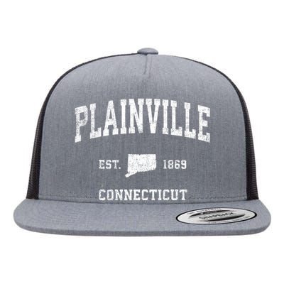 Plainville Connecticut Ct Vintage Athletic Sports Flat Bill Trucker Hat