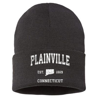 Plainville Connecticut Ct Vintage Athletic Sports Sustainable Knit Beanie