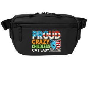 Proud Crazy Childless Cats Lady Cats Lover Usa Flag Crossbody Pack