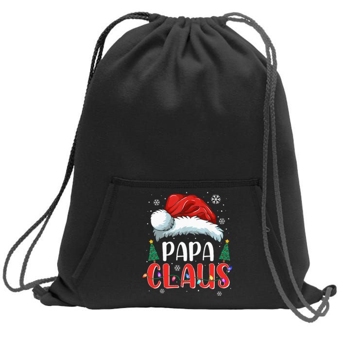 Papa Claus Christmas Lights Pajama Family Matching Sweatshirt Cinch Pack Bag