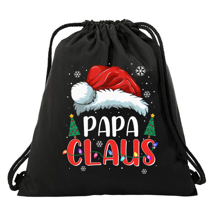 Papa Claus Christmas Lights Pajama Family Matching Drawstring Bag