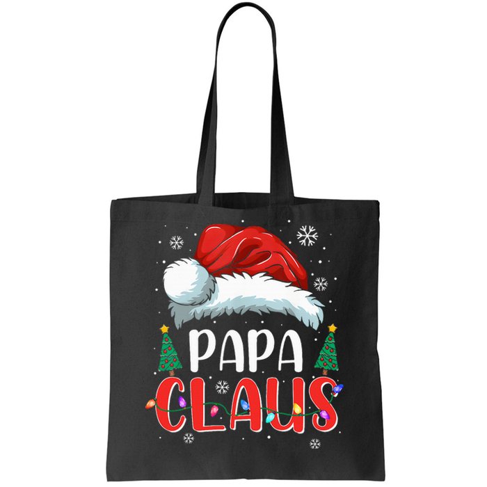 Papa Claus Christmas Lights Pajama Family Matching Tote Bag