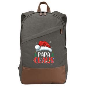 Papa Claus Christmas Lights Pajama Family Matching Cotton Canvas Backpack