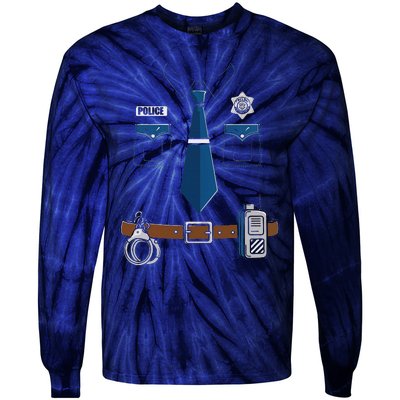 Police Costume Cop Uniform Officer Outfit Halloween Gift Tie-Dye Long Sleeve Shirt