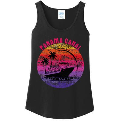 Panama Canal Cruise Retro Sunset Family Reunion Ladies Essential Tank